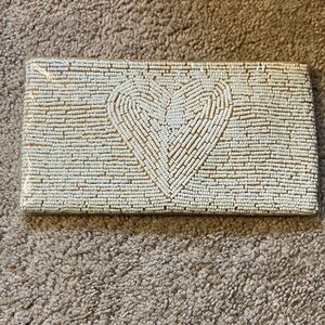 Elegant Cream Beaded Clutch